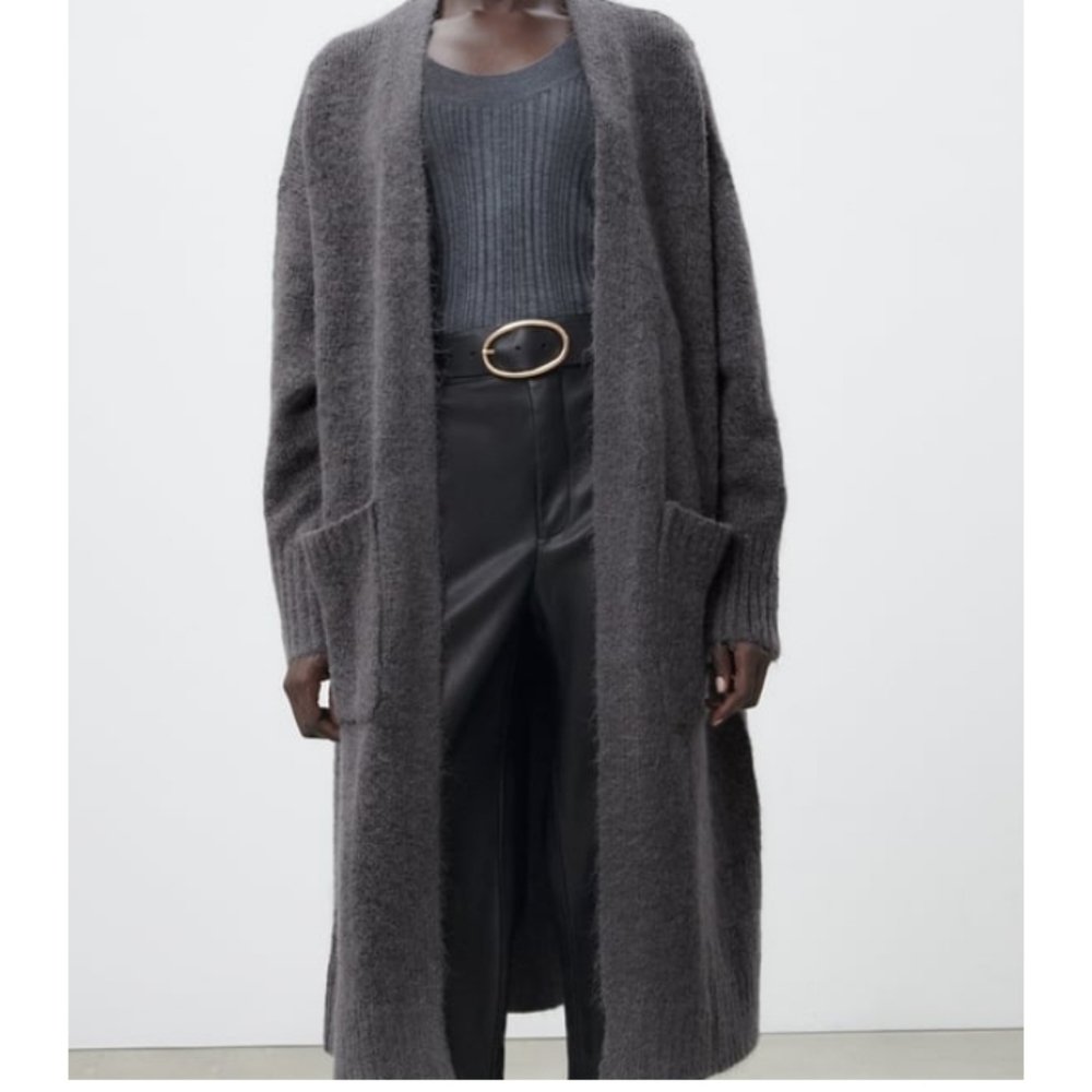 Zara long knit pocket cardigan